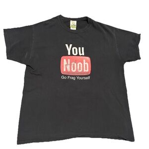 Vintage GLITCH GAMING APPAREL Mens Tshirt Sz Large You Noob Go Frag Yourself